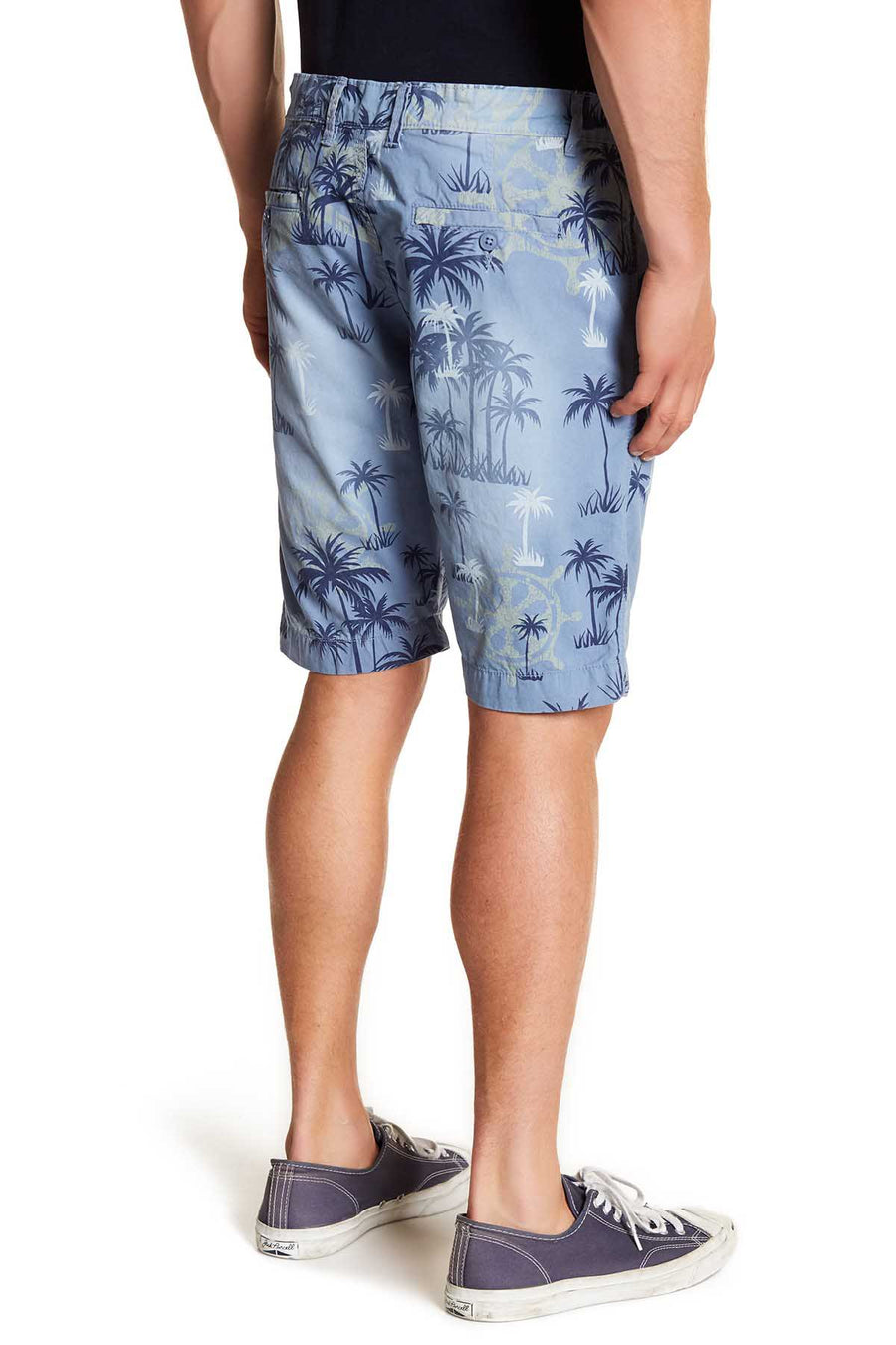 Pop Icon Blue Palms Floral Flat Front Short