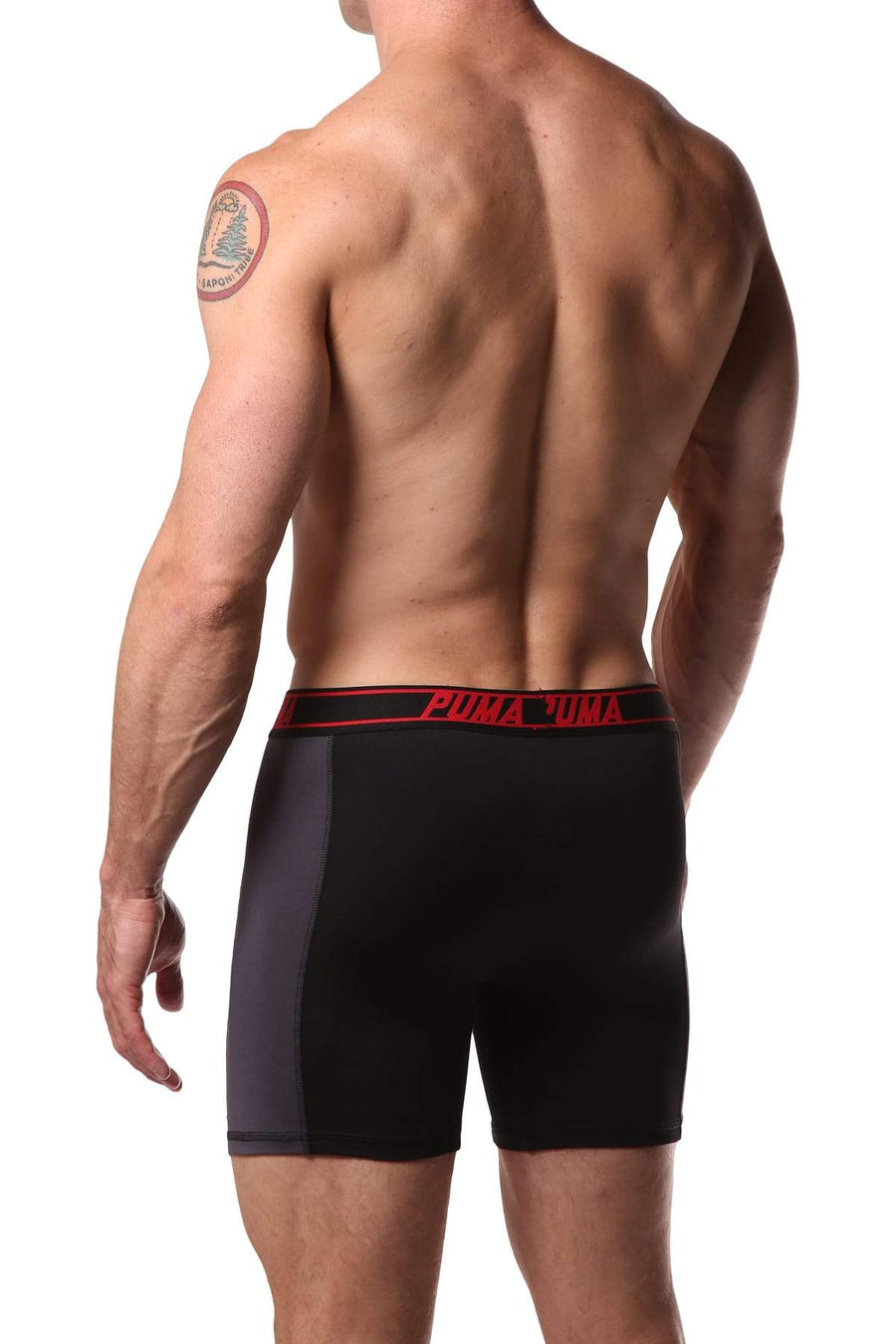 PUMA Black & Grey Solid Side Panel Boxer Brief