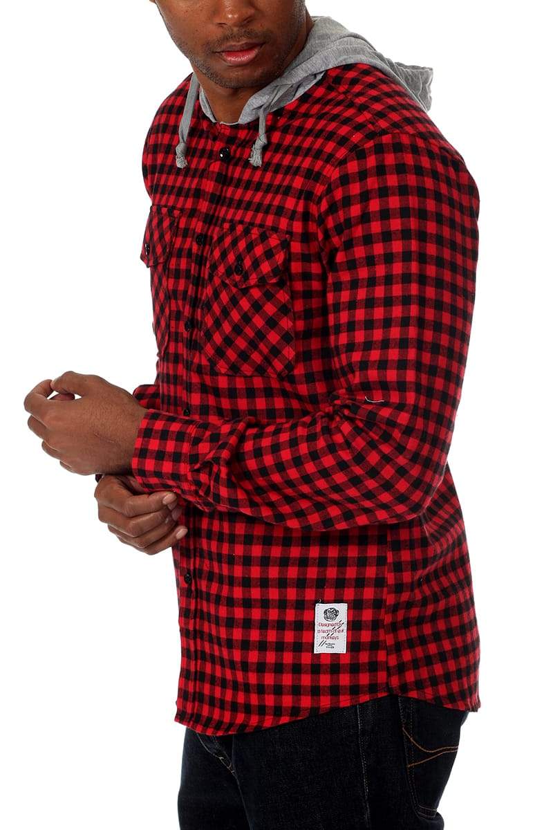 Something Strong Red Something Vague Hooded Button-Up