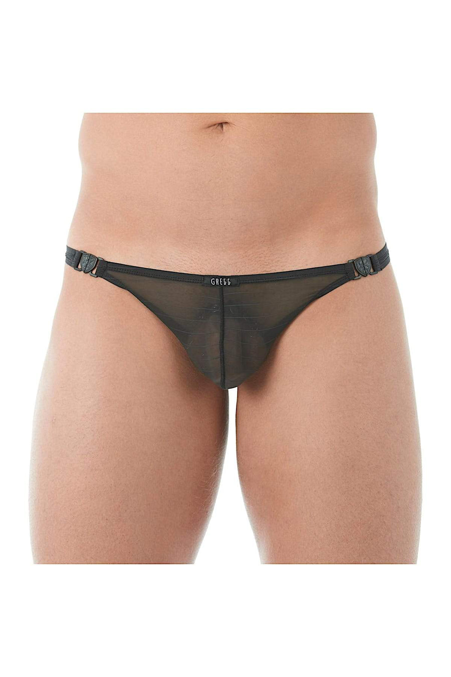 Gregg Homme Black Mesh Suspender C-Ring Thong