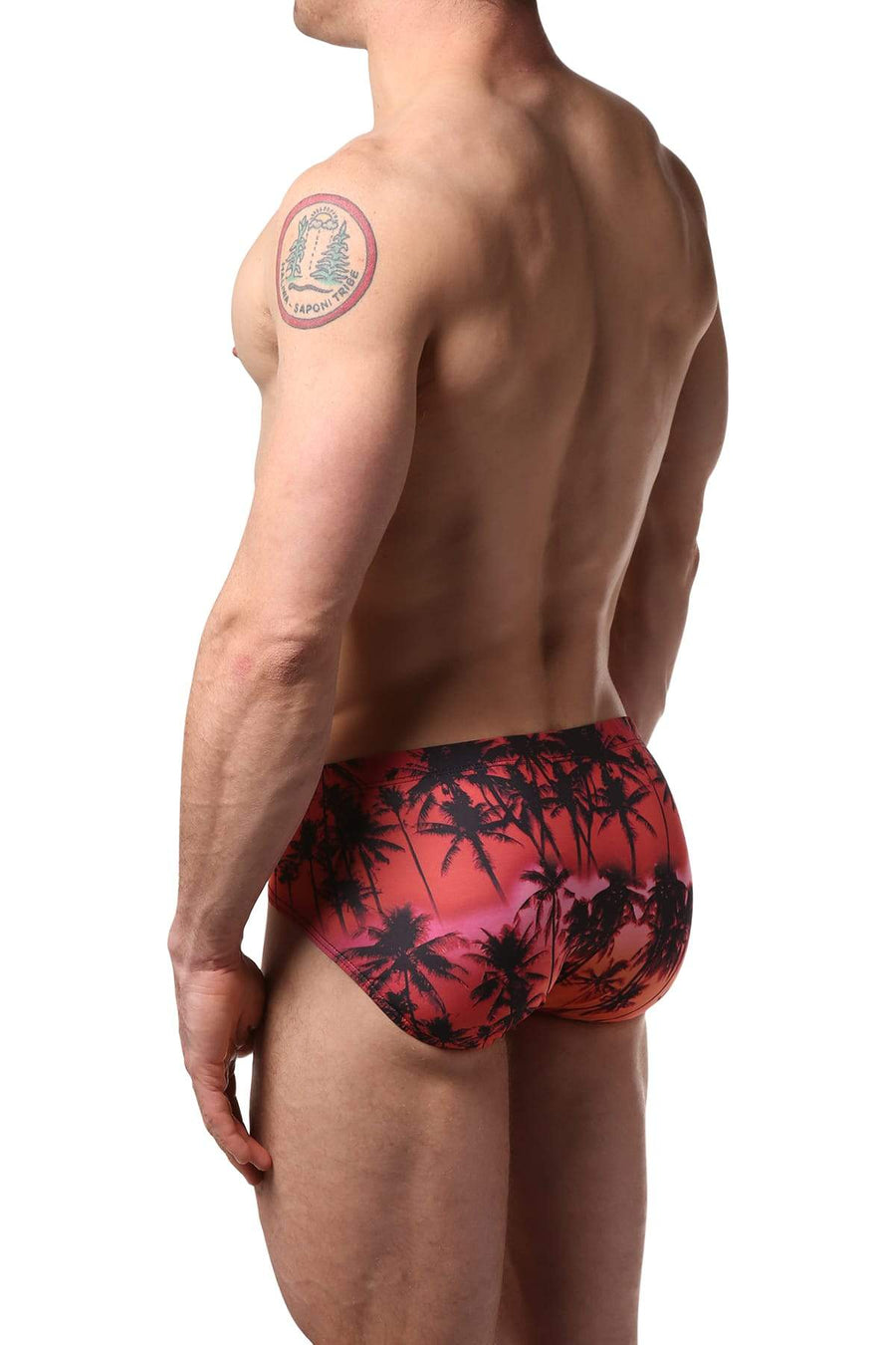 2(X)IST Red-Sunset Palm Trees Graphic Modal Bikini