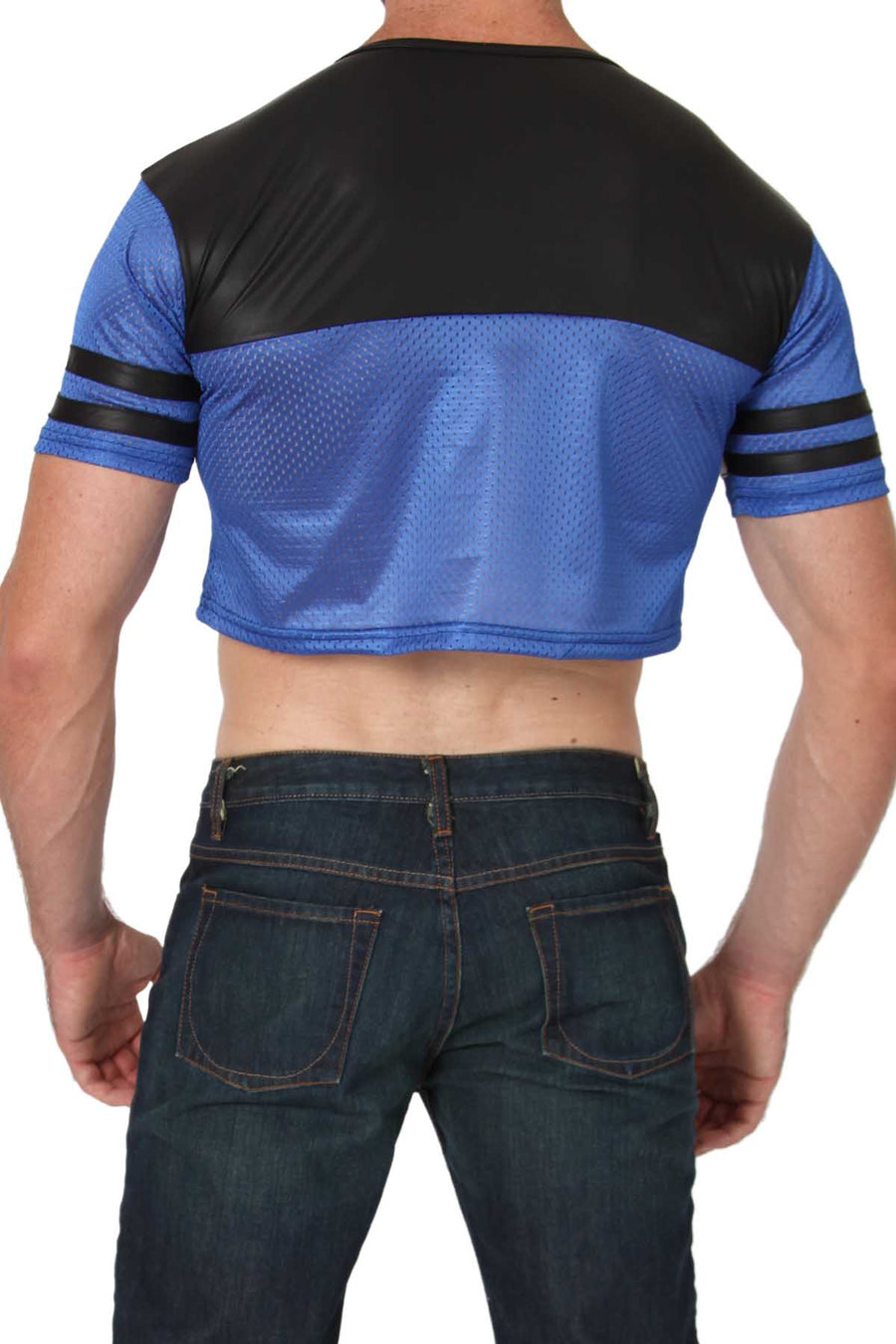Timoteo Blue Tight End Crop Tank Top