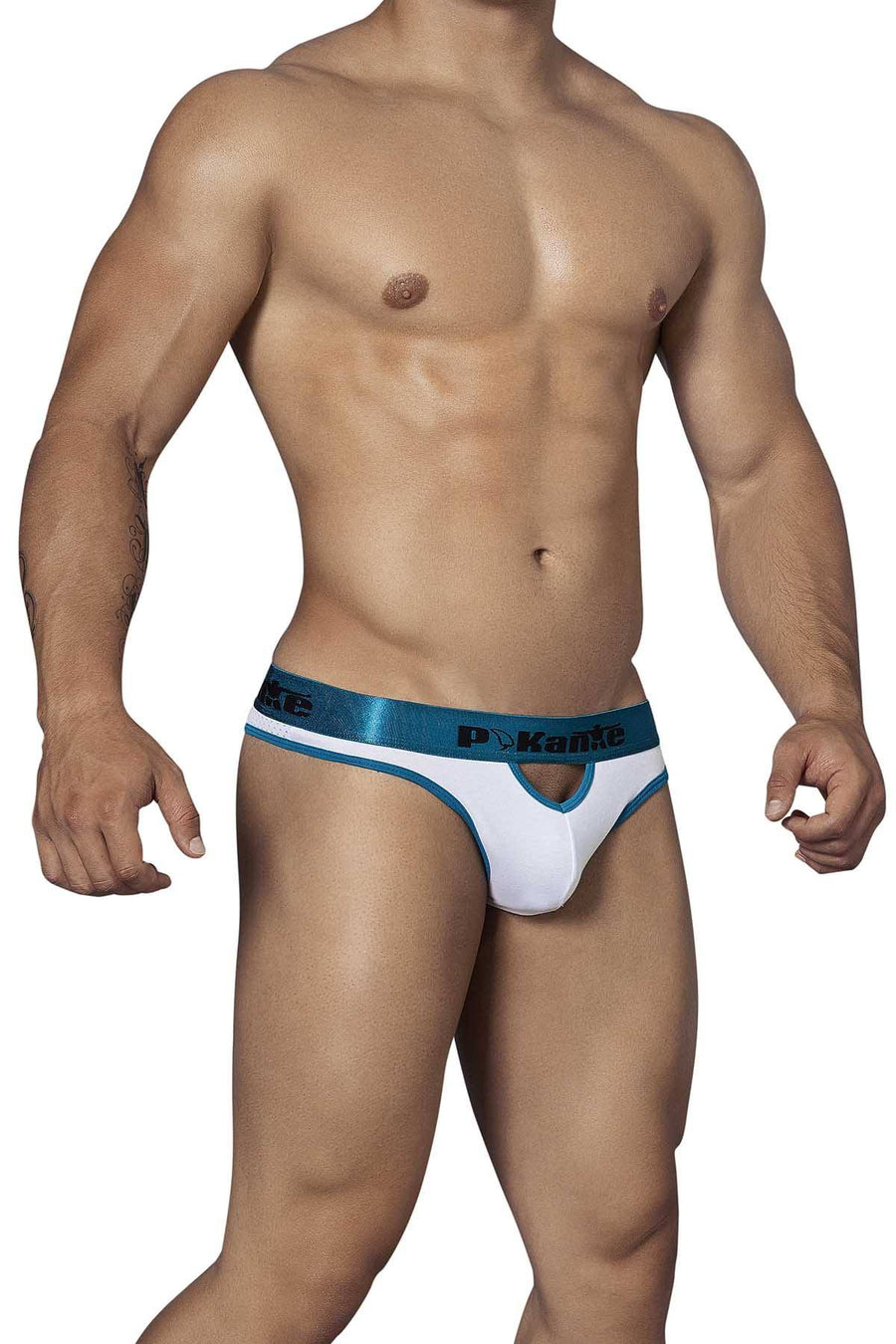 Pikante White/Teal Assault Thong