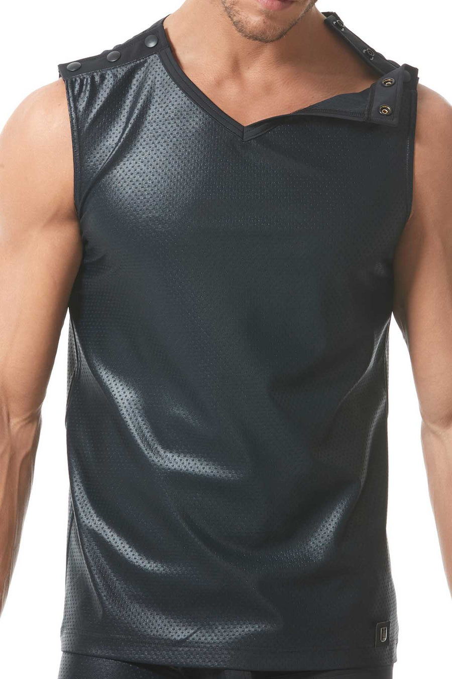 Gregg Homme Black Reveal Italian Jacquard Muscle Top