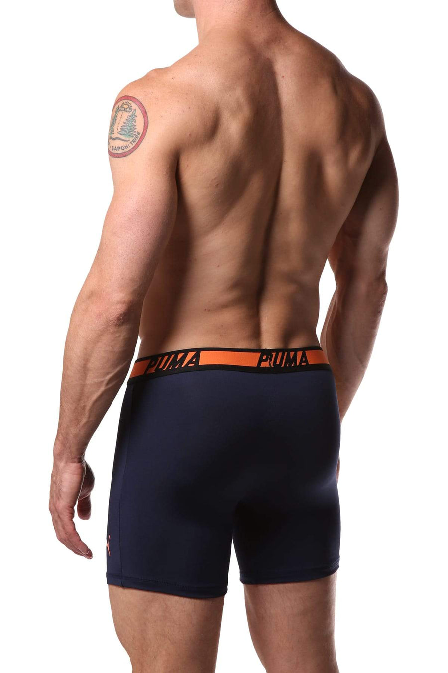 PUMA Navy & Orange Multi Side Panel Boxer Brief