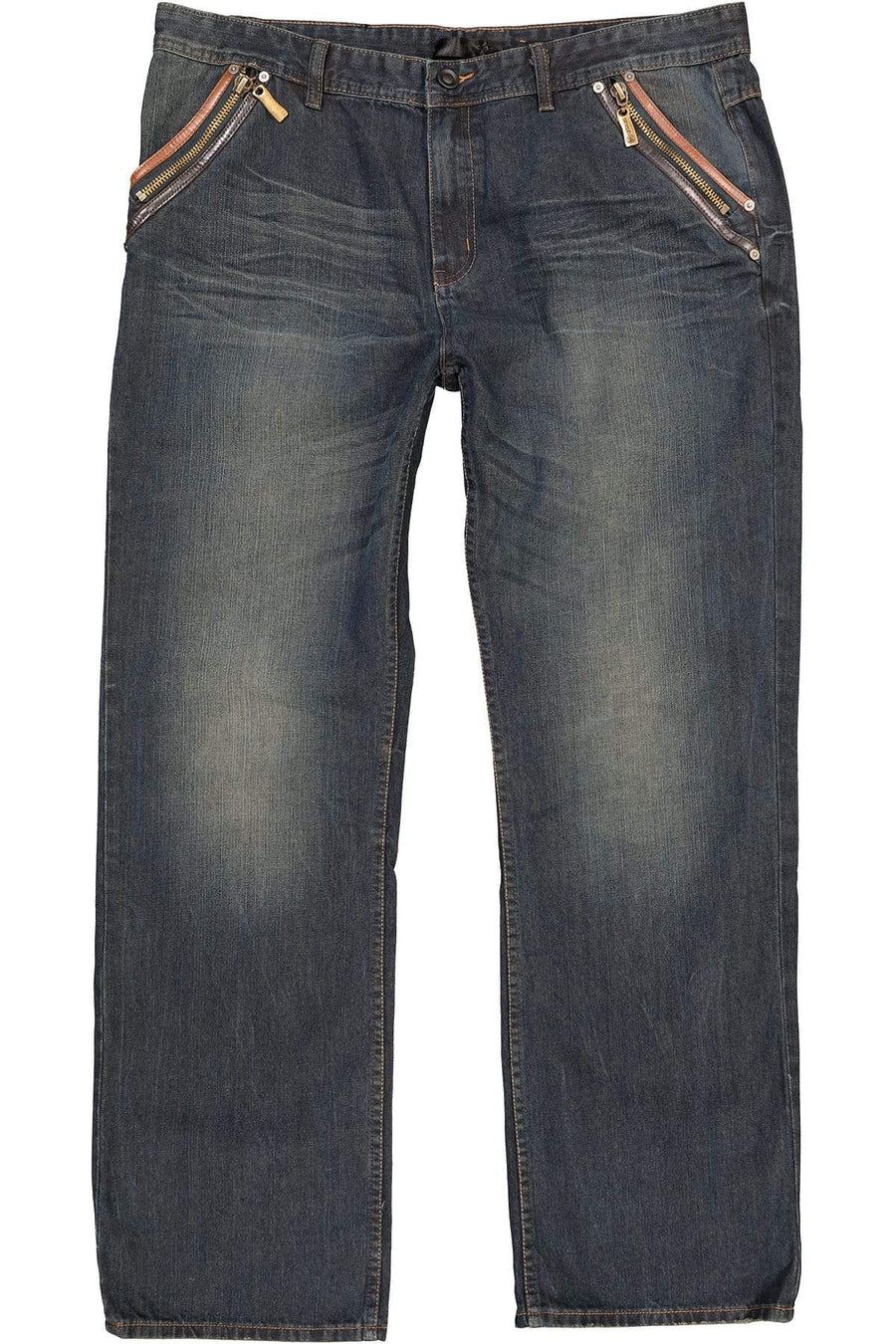 Smash Dark Denim Leather-Trim Jean