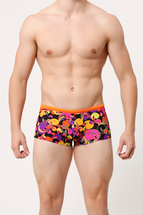 Pistol Pete Orange Mardi-Gras Swim Trunk