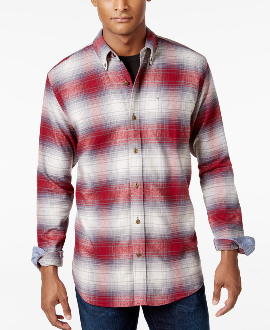 Weatherproof Vintage Mens Plaid Flannel Shirt Red