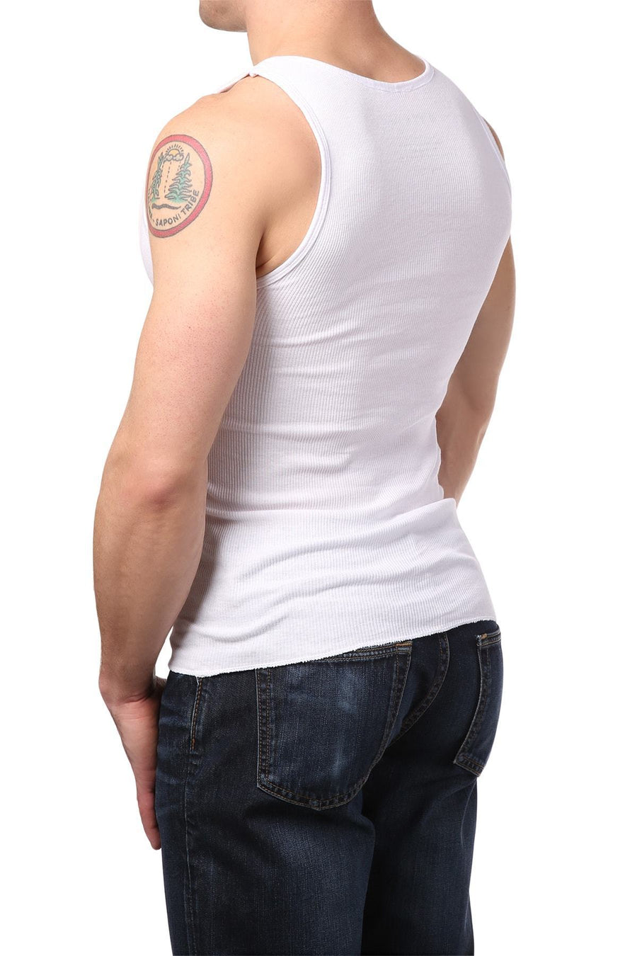 Y.M.L.A. White Ribbed Tank Top