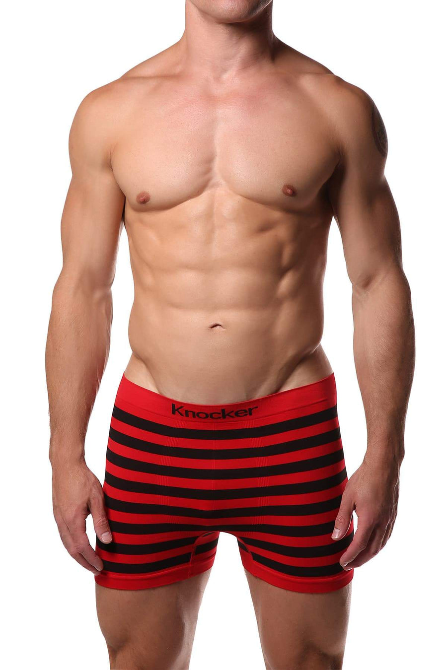 Knocker Red & Black Stripe Seamless Boxer Brief