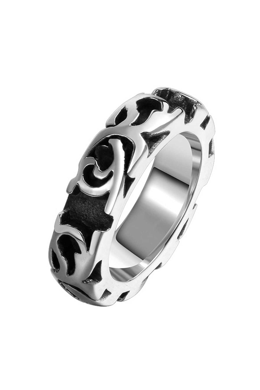 Gomaya Black & Silver Stainless Steel Ring