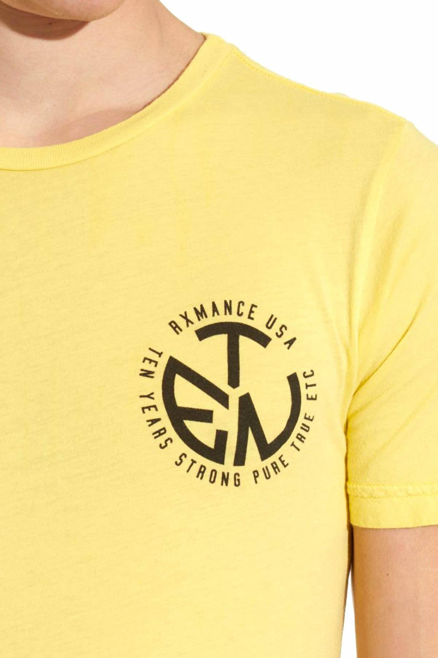 Rxmance Unisex Yellow Circle Ten Crew Tee