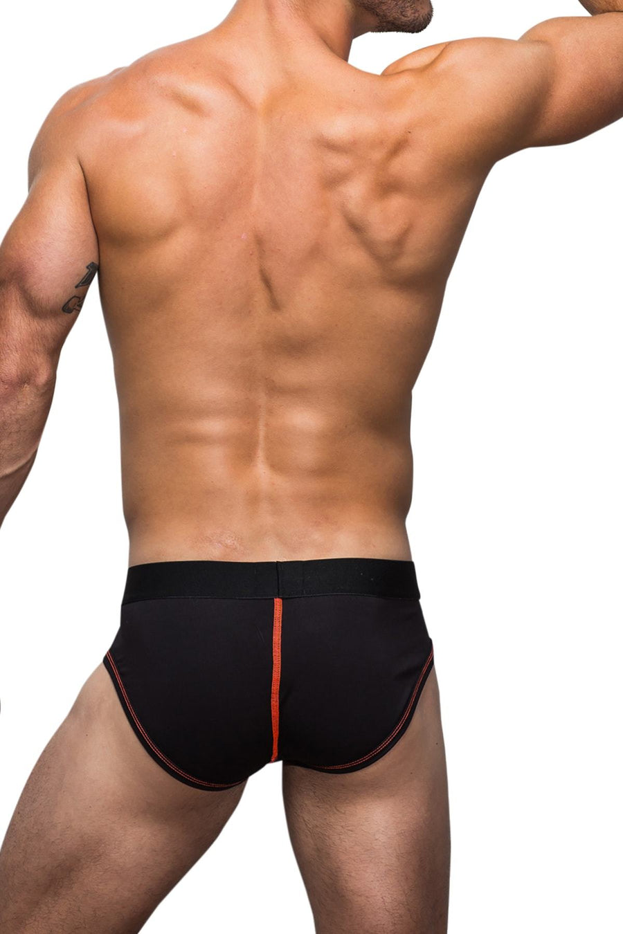 Marco Marco Black & Neon Orange Stitched Brief