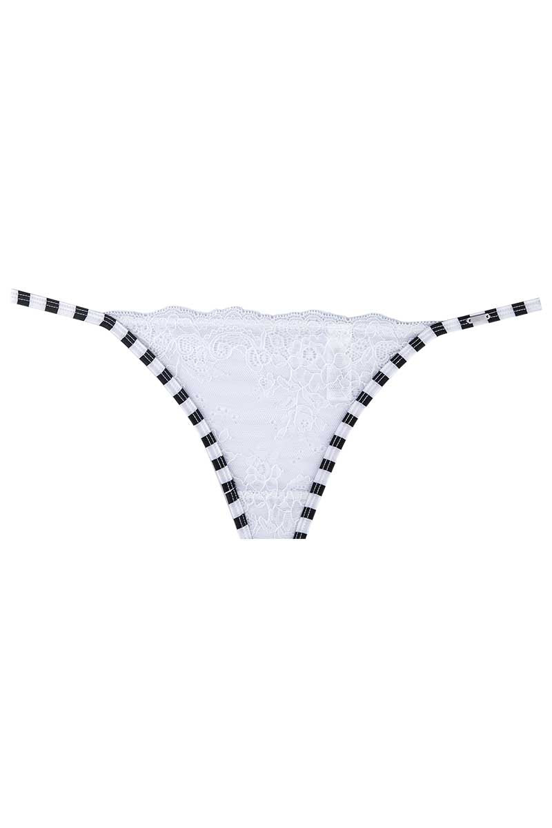 Christian Lacroix White Le Soleil Lace-Accent Satin Thong