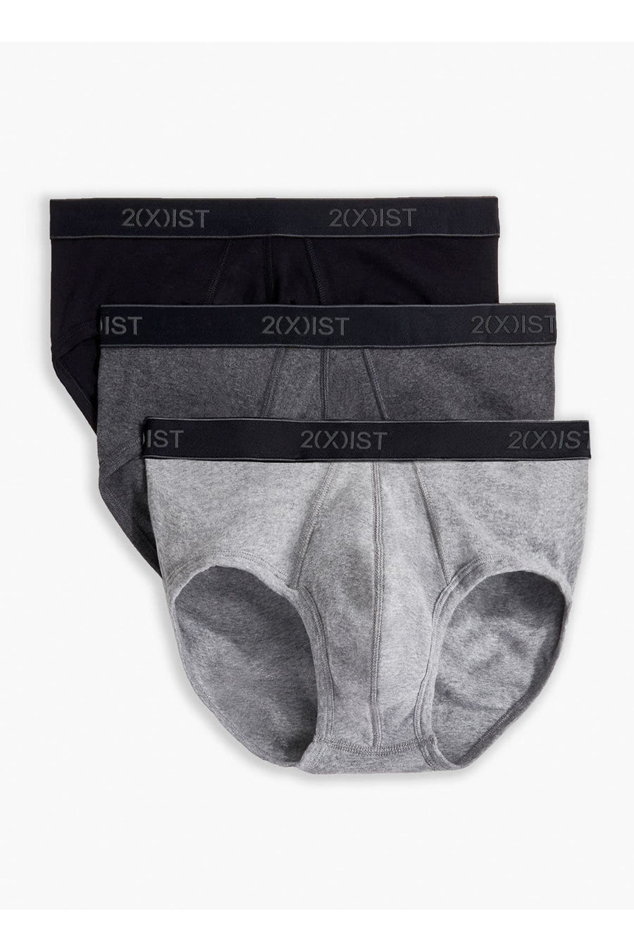 2(X)IST Grey/Black/Charcoal Essential Contour Brief 3-Pack