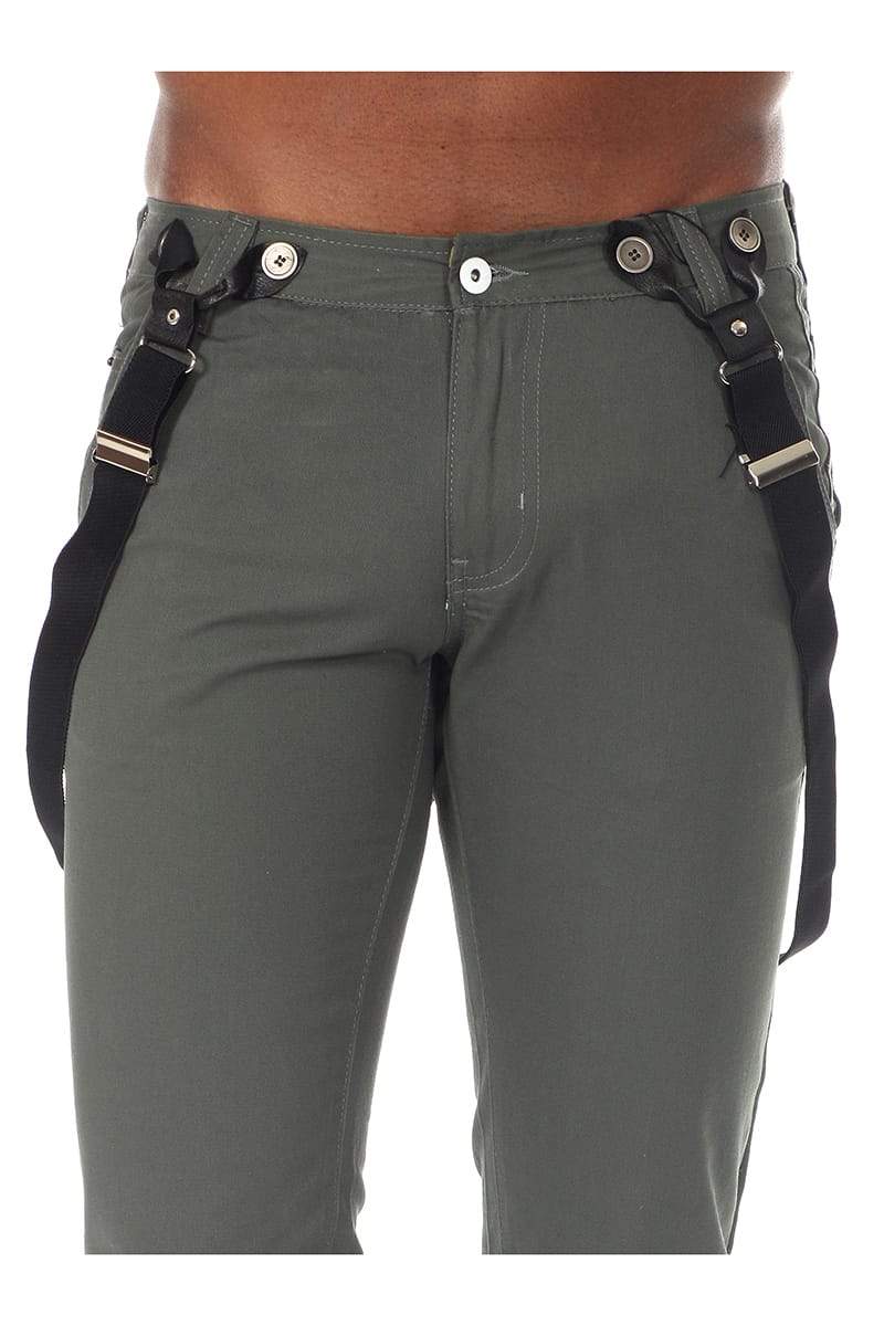 Something Strong Dark Green Suspender Pant