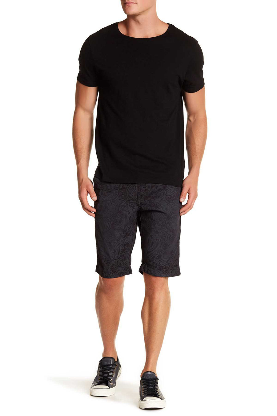 Pop Icon Black Paisley Flat Front Short
