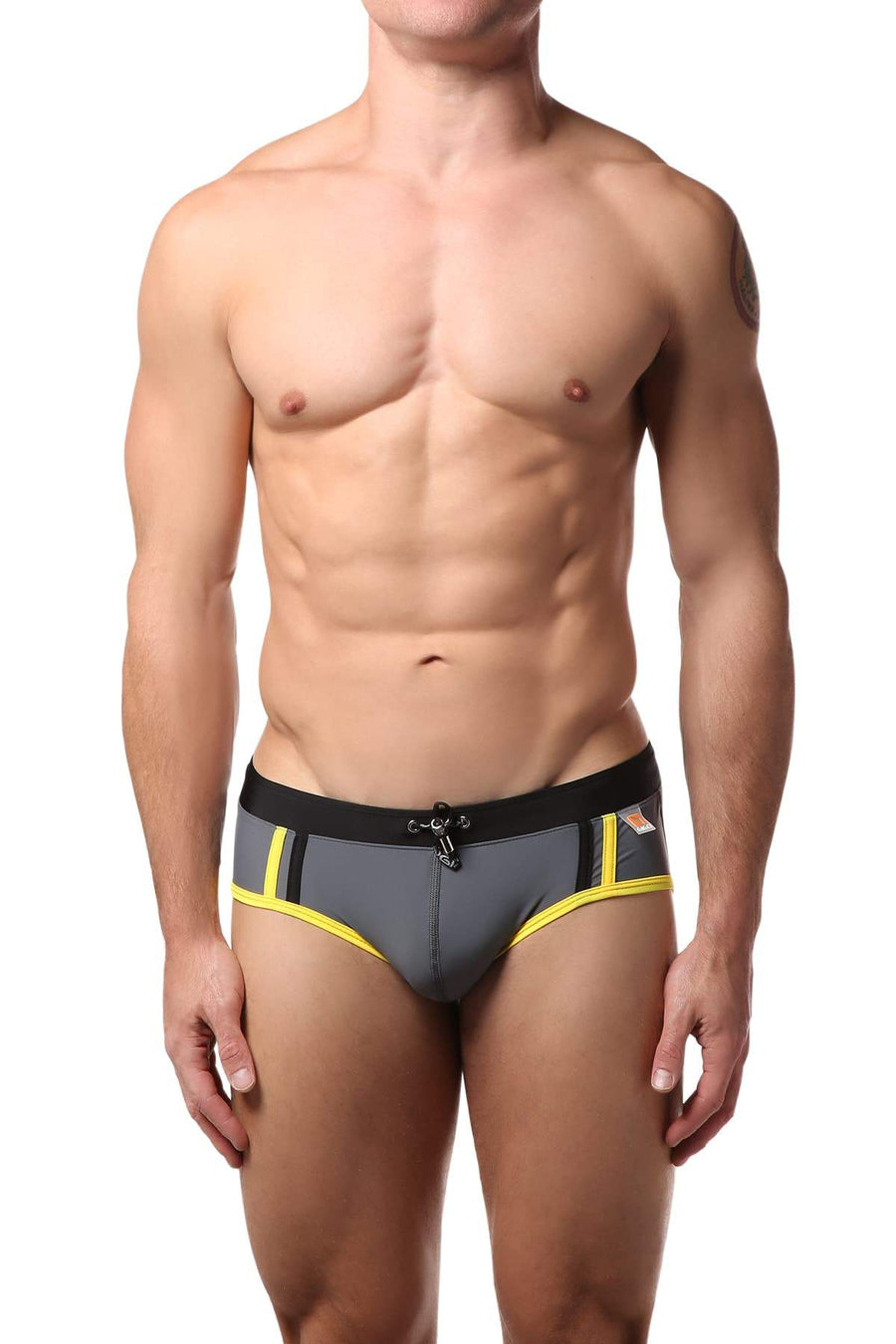 Gigo Grey & Yellow Active Swim Brief