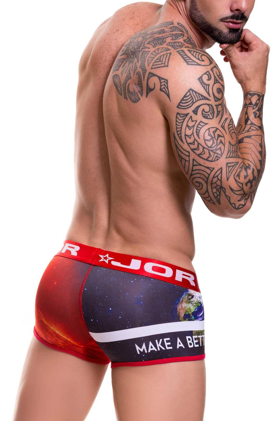 Jor Red Printed Believe Boxer-Trunk