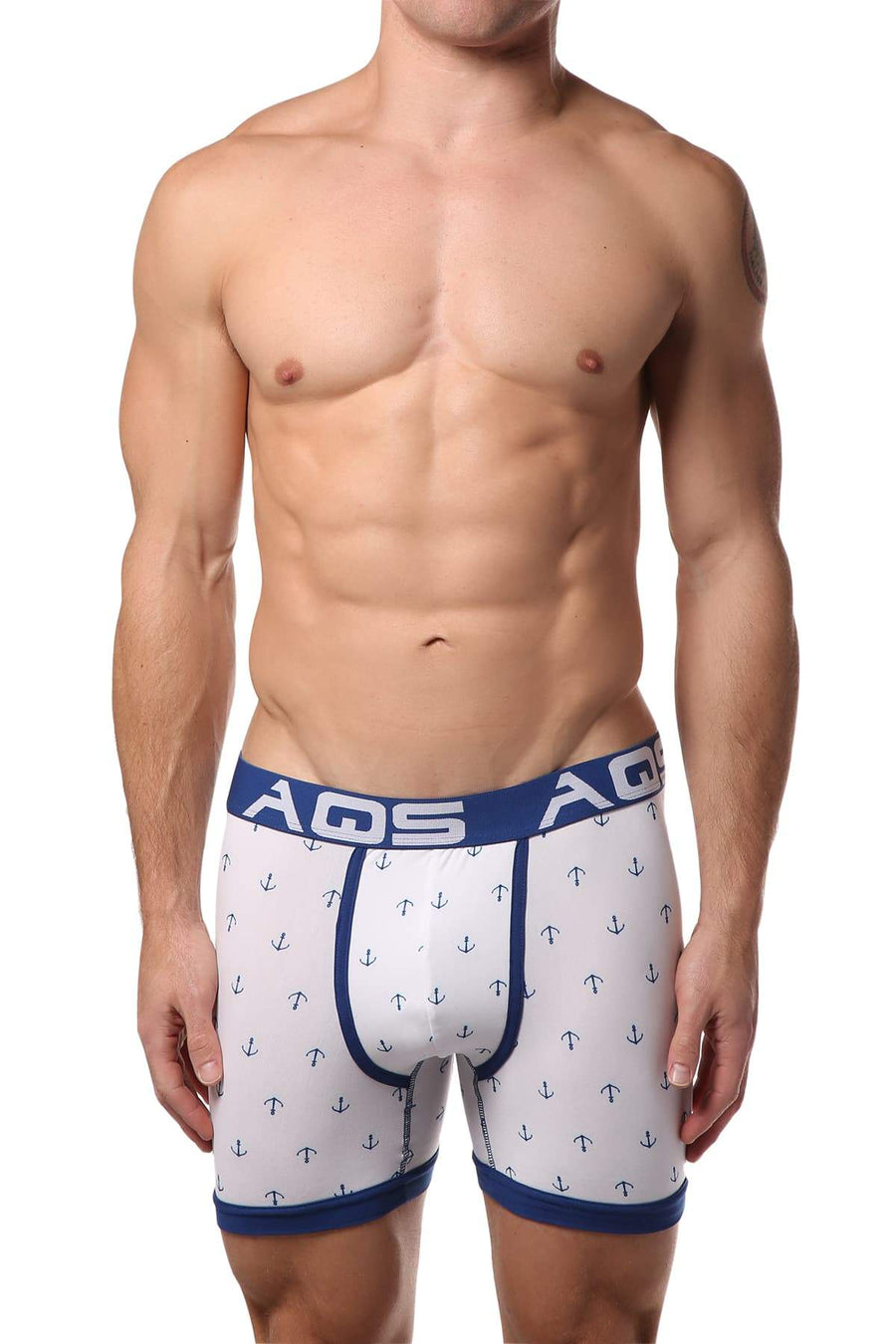 AQS 3pk White & Dark Blue Anchor Boxer Brief
