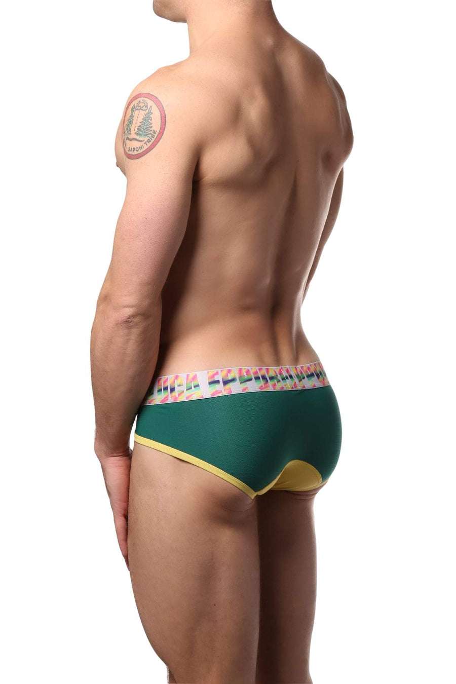 EppureLuca Yellow/Green Alessandro Low-Rise Color-Blocked Brief