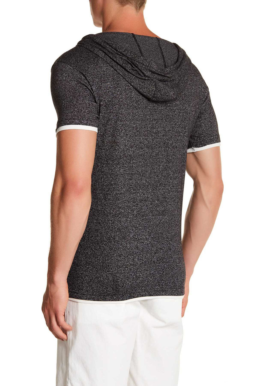 Pop Icon Black Space-Dyed Hooded Henley