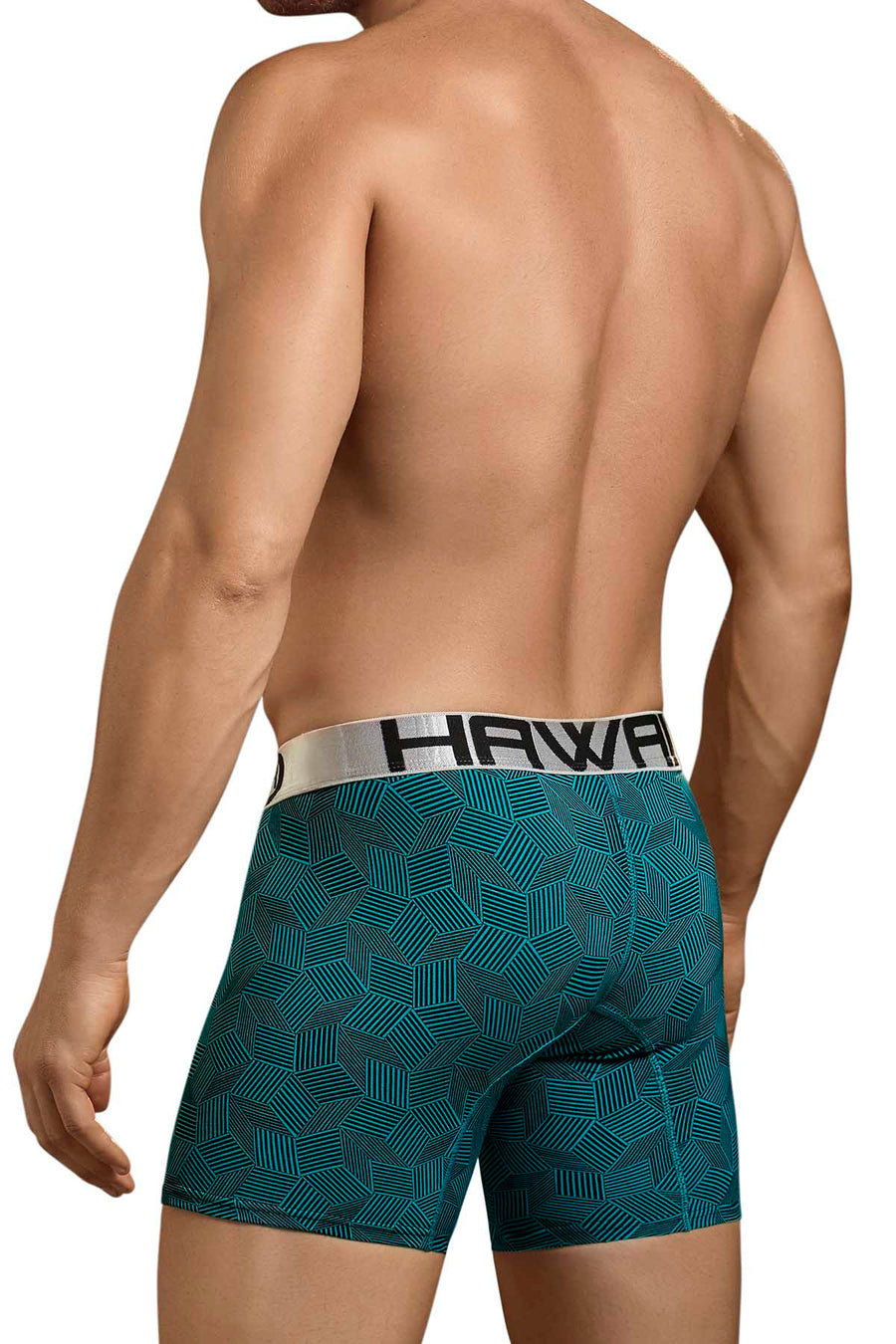 Hawai Green Stripe Squares Boxer