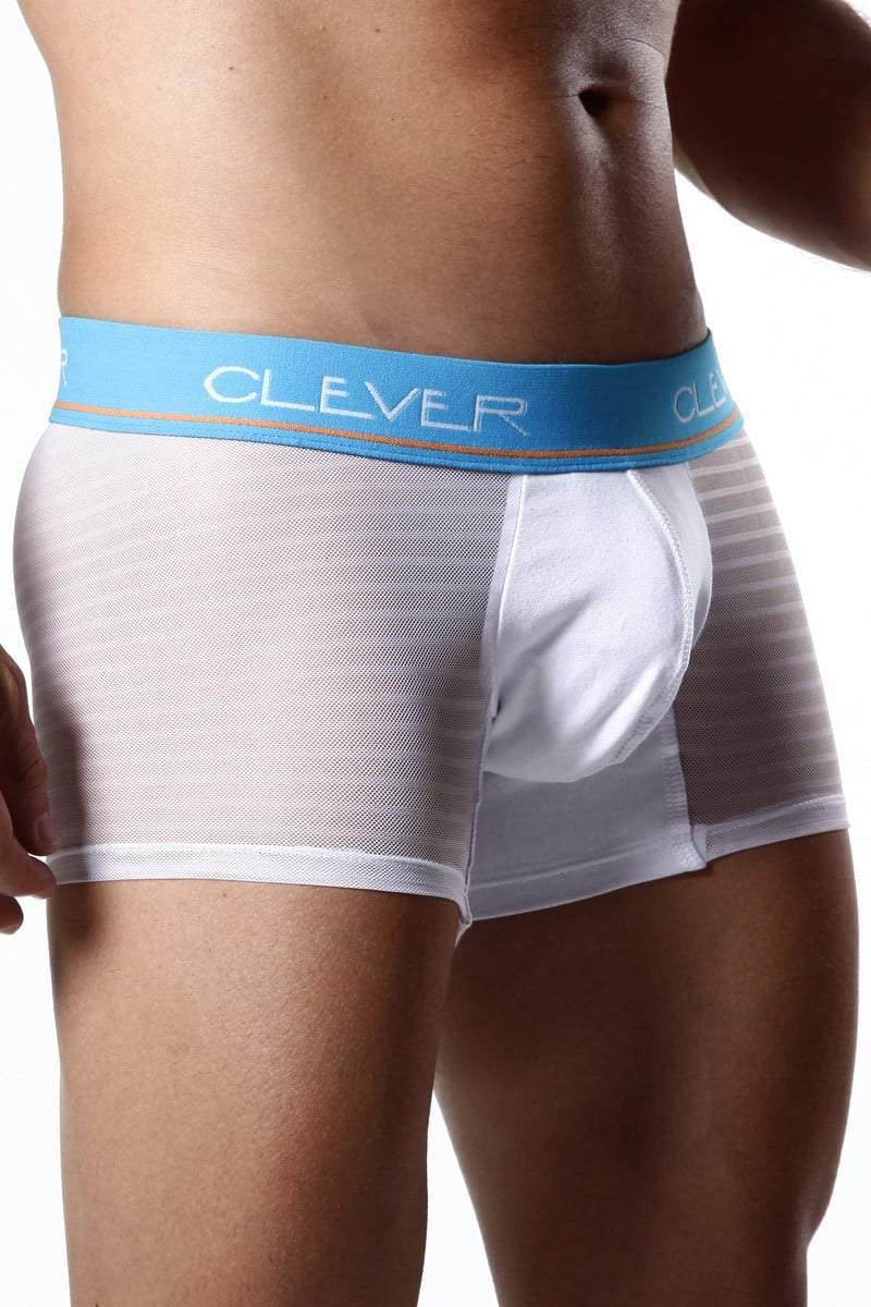 Clever White Mesh Stripe Boxer Brief