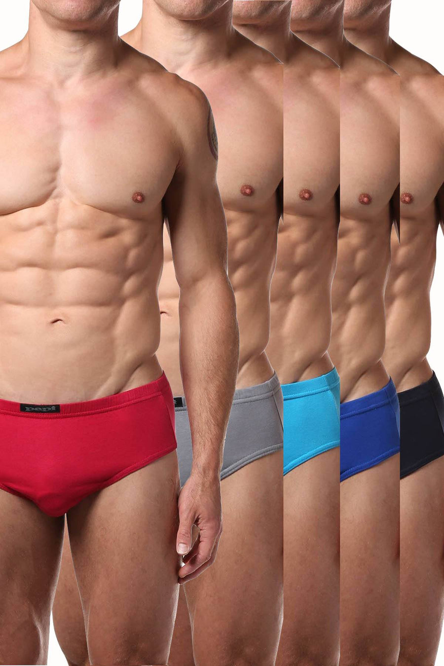 Papi Brick/Blue/Navy/Grey/Black Low-Rise Brief 5-Pack
