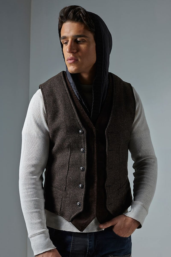 RNT23 Brown Hooded Vest