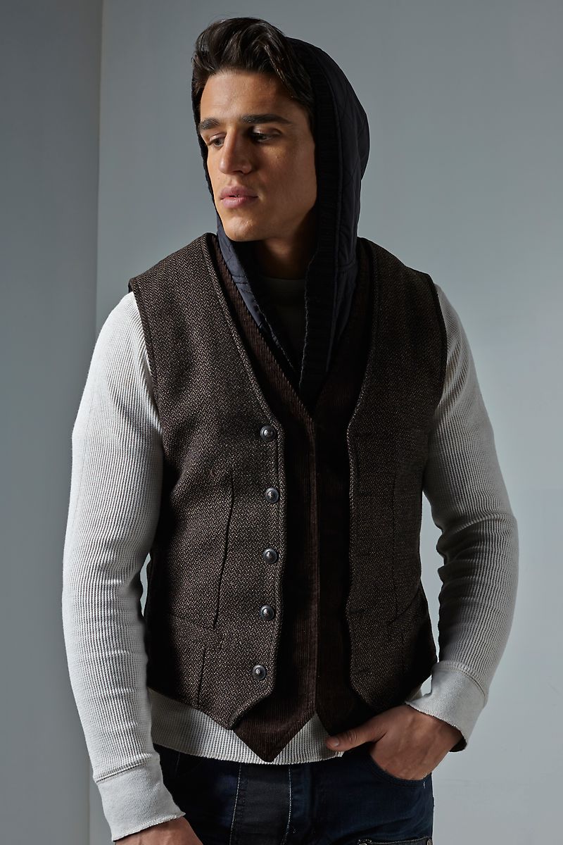 RNT23 Brown Hooded Vest