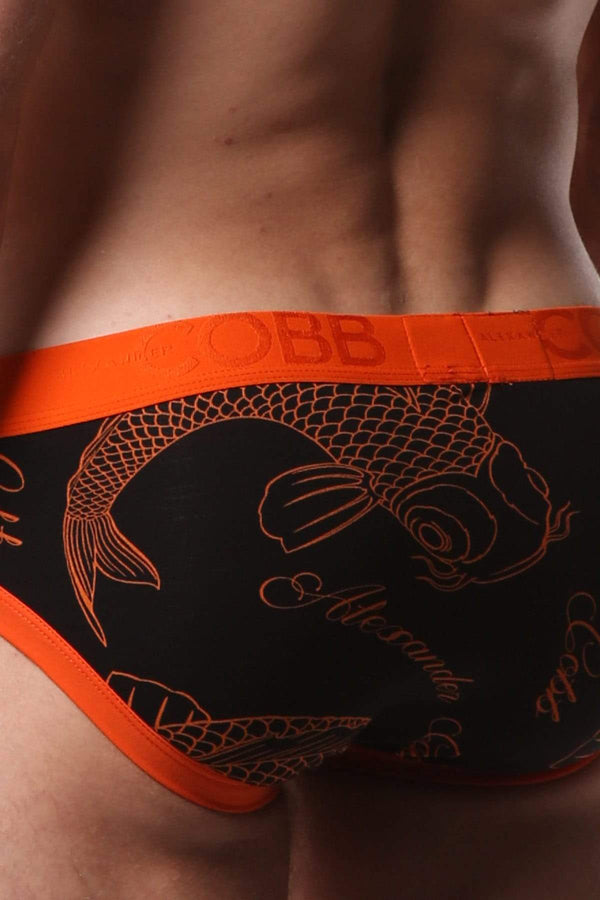 Alexander Cobb Black & Orange Koi Brief