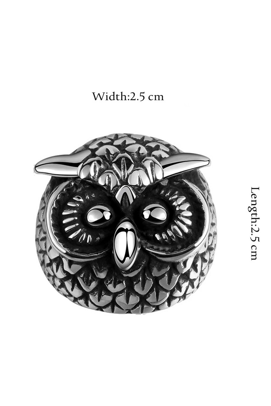 Gomaya Retro Silver Owl Stainless Steel Ring