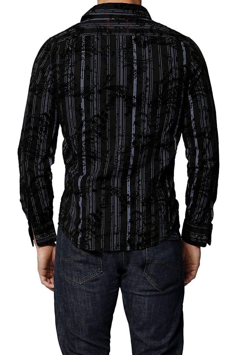VintageRed Black Flourish Stripe Shirt