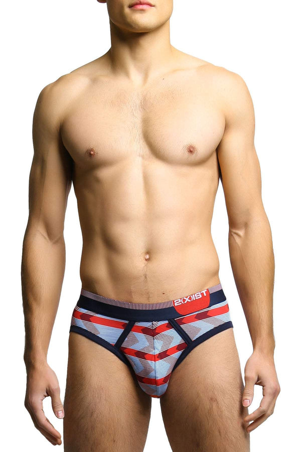 2(X)IST Zig Zag Stripe Red Graphic Cotton Briefs