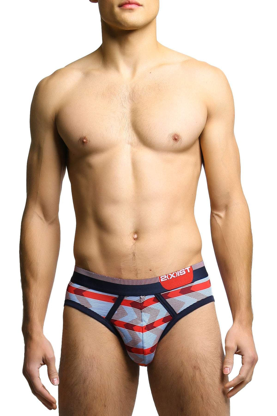 2(X)IST Zig Zag Stripe Red Graphic Cotton Briefs